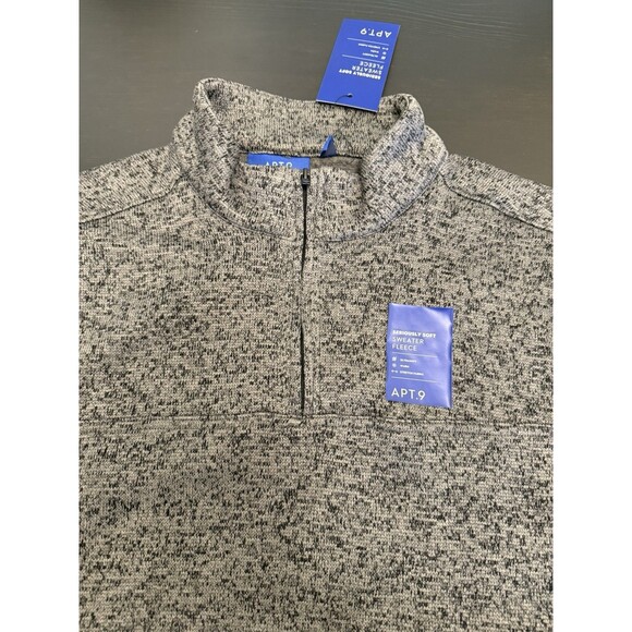 Apt 9 Men’s Seriously Fleece Sweater 1/4 Zip Large Warm Gray Ultrasoft Stretch - Picture 4 of 8